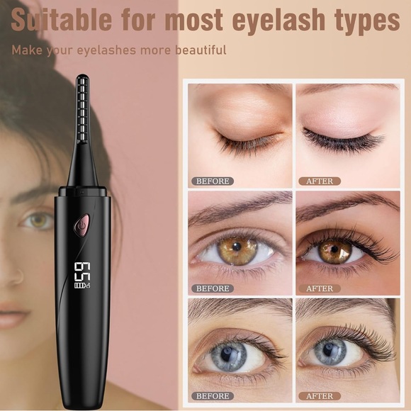 Heated Eyelash Curler w/Eyelash Comb Separator-USB C Rechargeable 4 Temp Levels - Picture 4 of 7